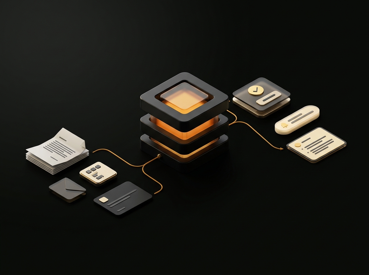 Visual automation engine TerasAI yang mengalirkan data menjadi tugas dan tindakan.