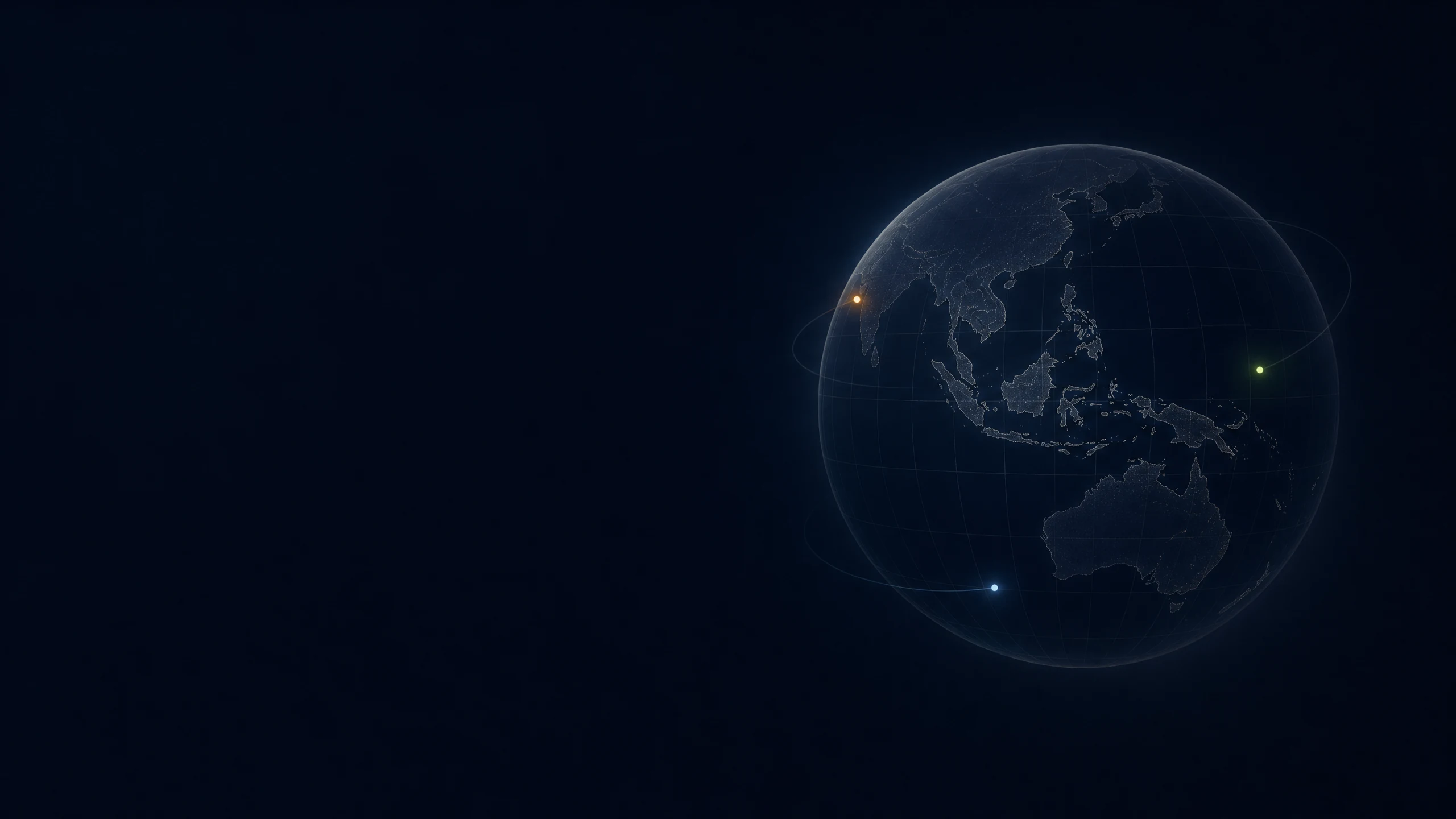 Globe 3D samar dengan titik sinyal cahaya di Asia Tenggara